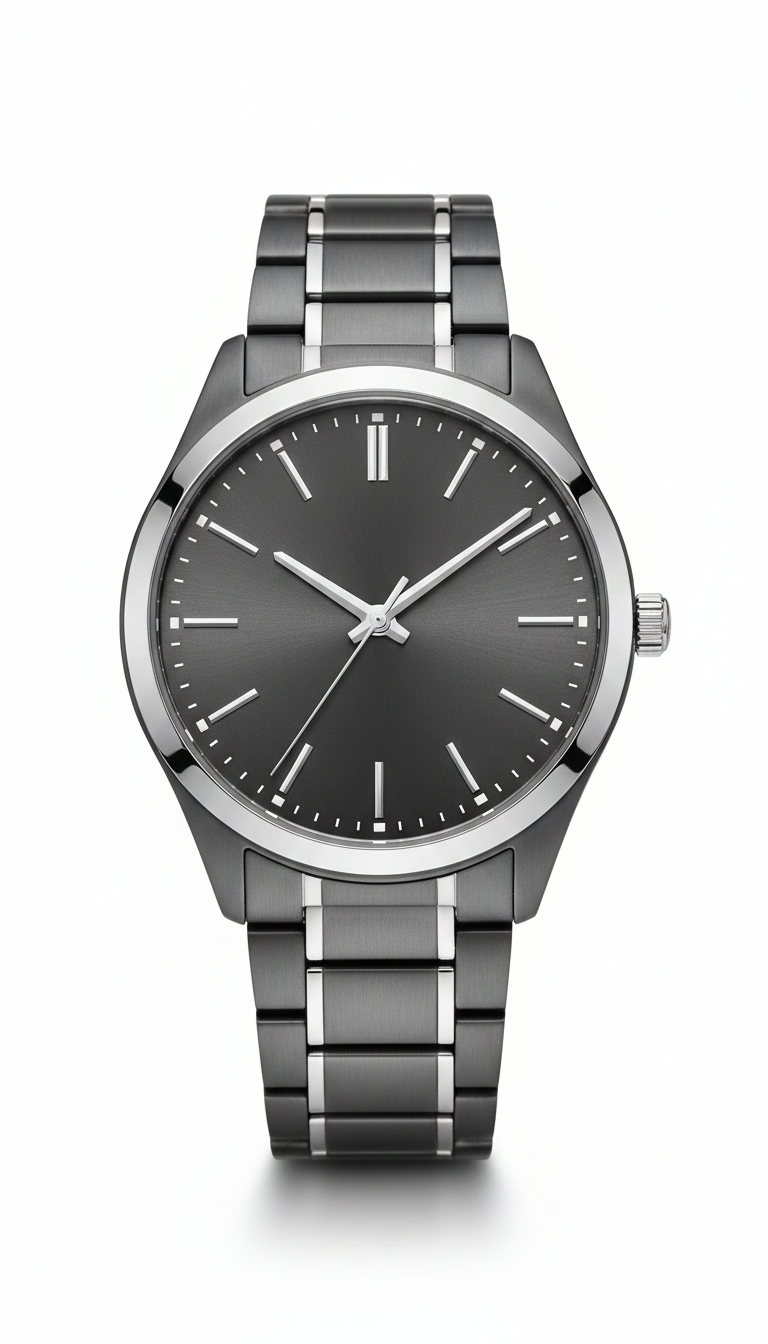 Graphite and Silver Analog Watch