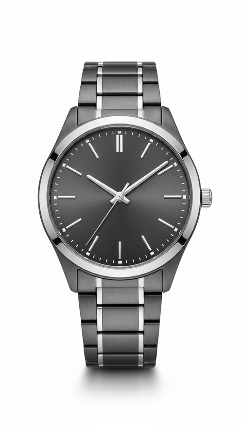 Graphite and Silver Analog Watch