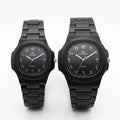 Alpha Black Couple Watch Set | Matching Luxury Quartz Watches