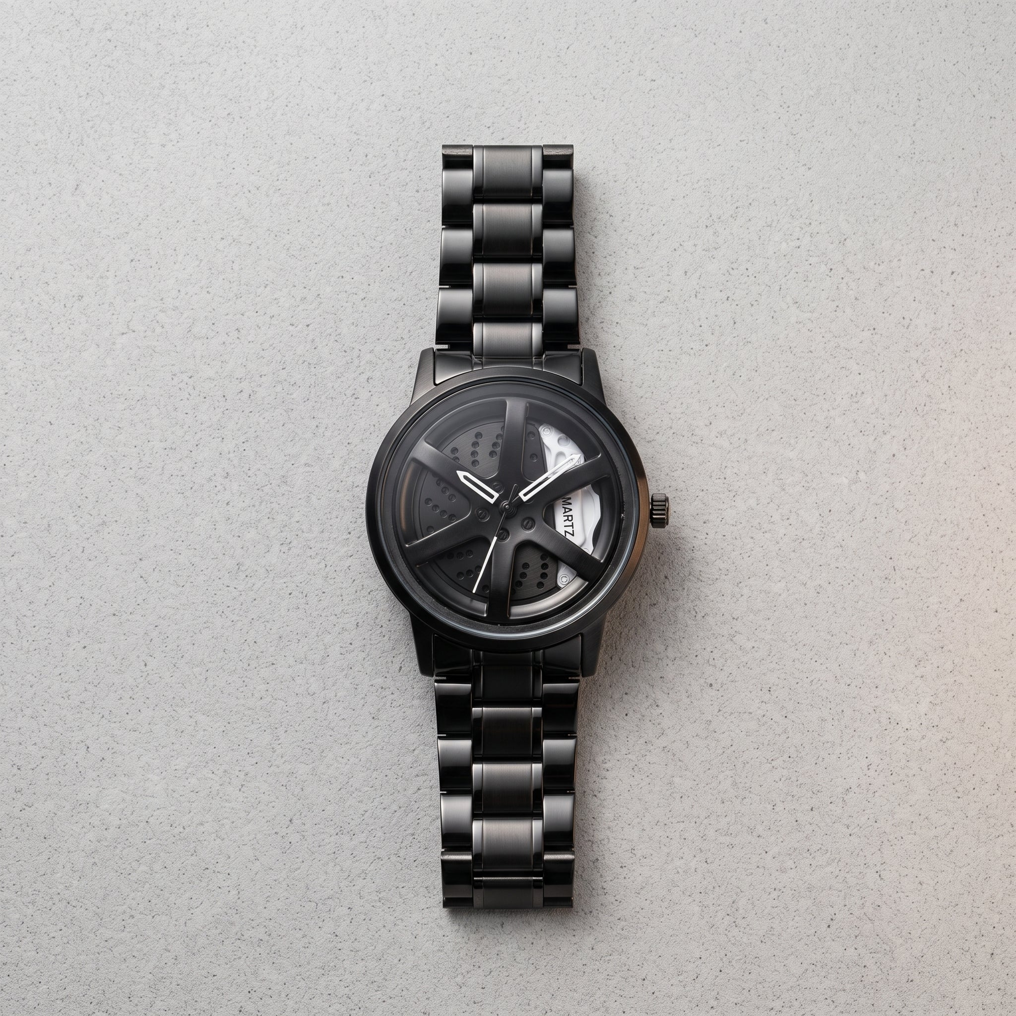 Men’s Black Skeleton Sport Stylish Wheel Watch | Premium Quartz Wristwatch