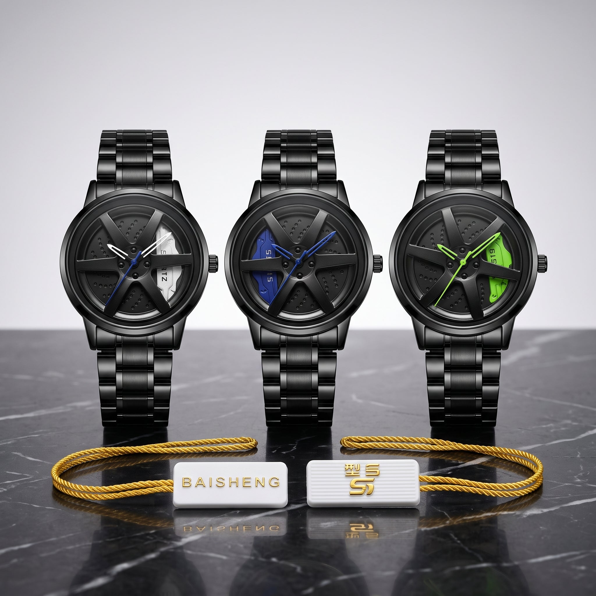 Men’s Black Skeleton Sport Stylish Wheel Watch | Premium Quartz Wristwatch