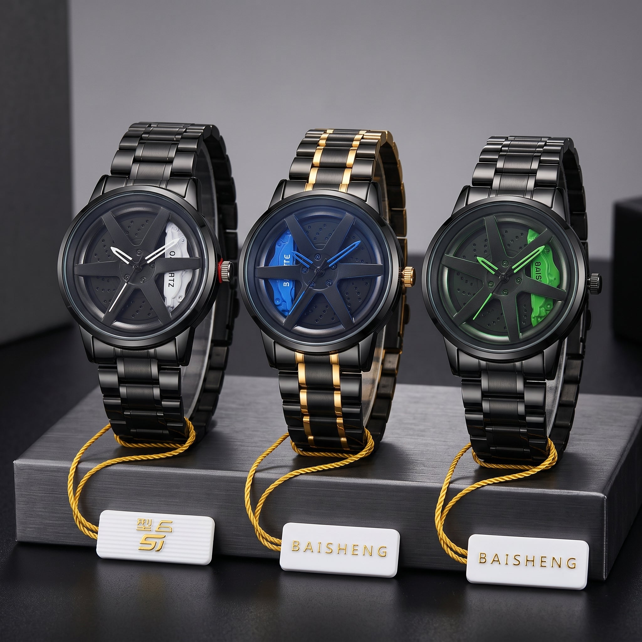Men’s Black Skeleton Sport Stylish Wheel Watch | Premium Quartz Wristwatch