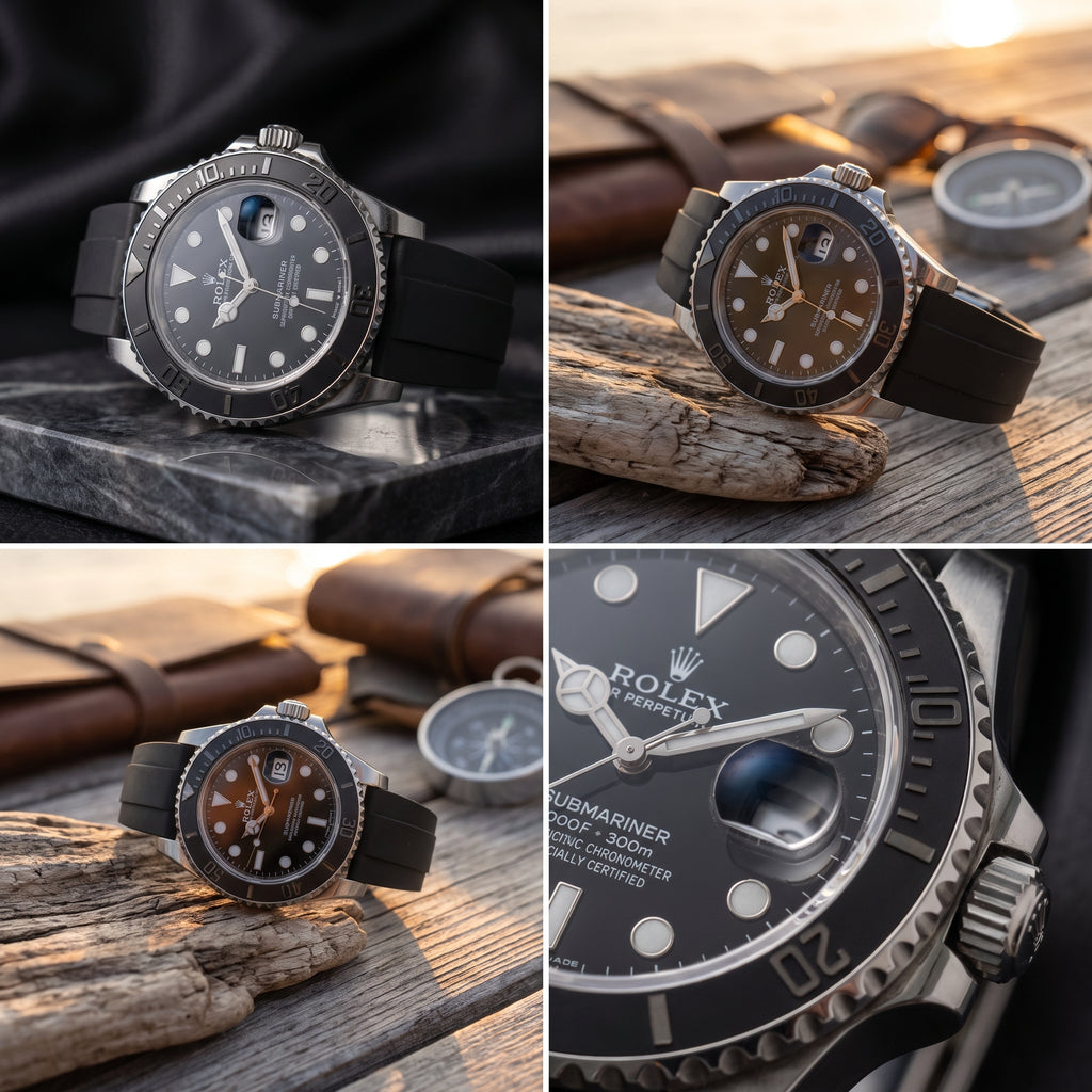 Luxury Submariner-Style Men’s Watch | Black Dial & Black Rubber Strap