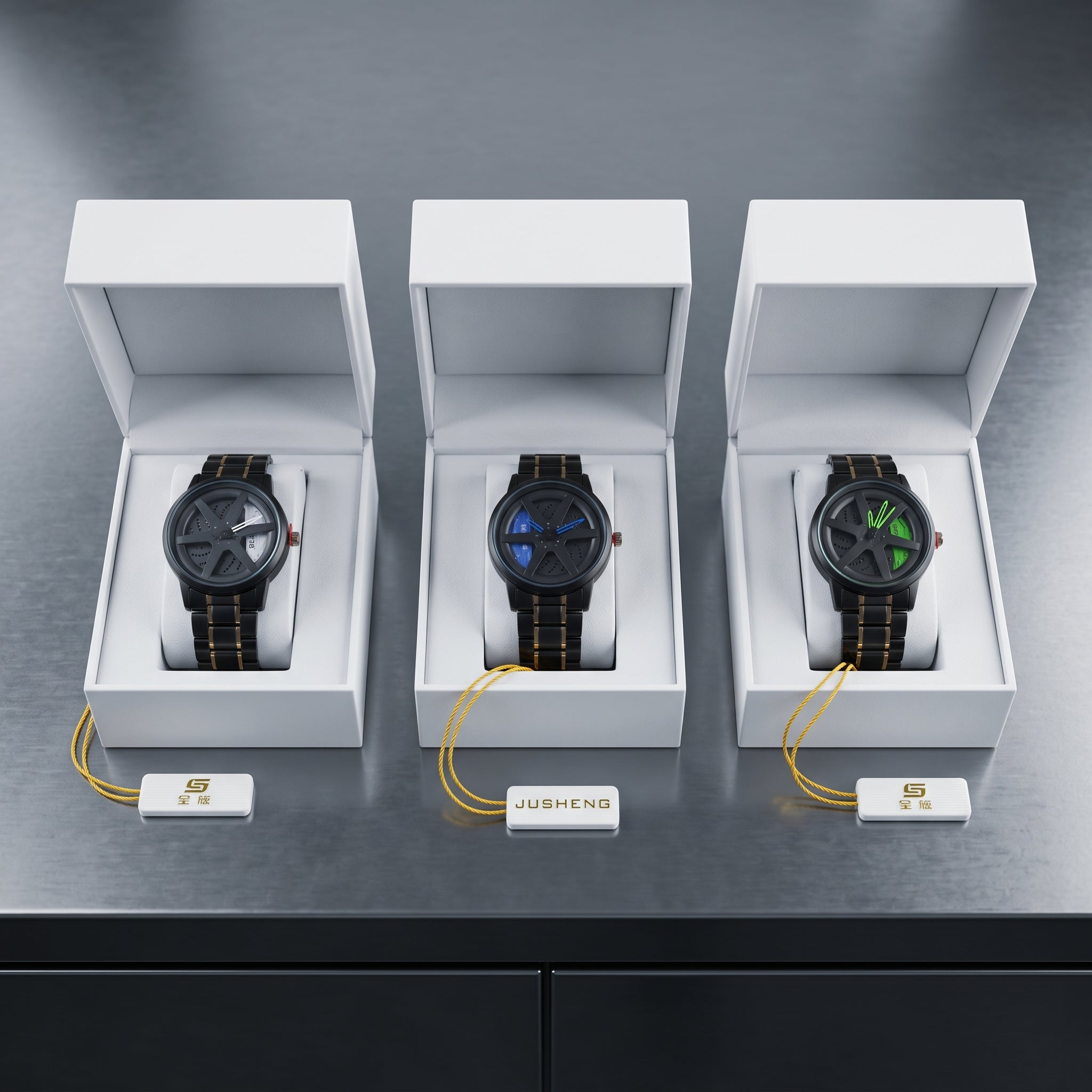 Men’s Black Skeleton Sport Stylish Wheel Watch | Premium Quartz Wristwatch