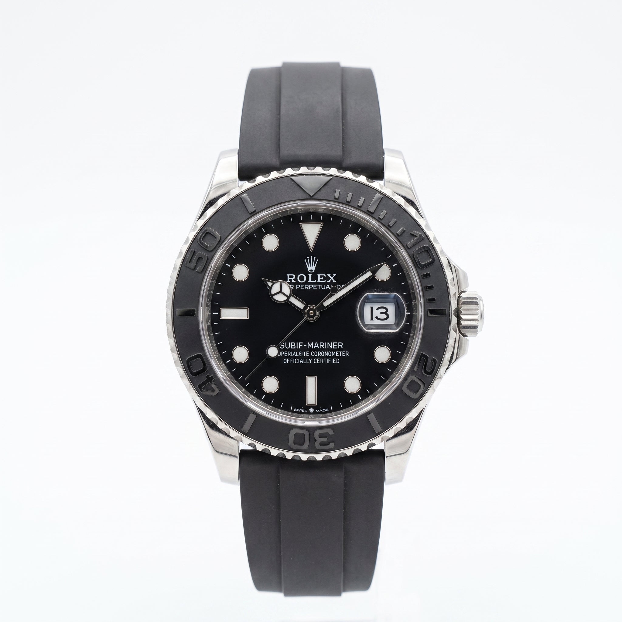 Luxury Submariner-Style Men’s Watch | Black Dial & Black Rubber Strap