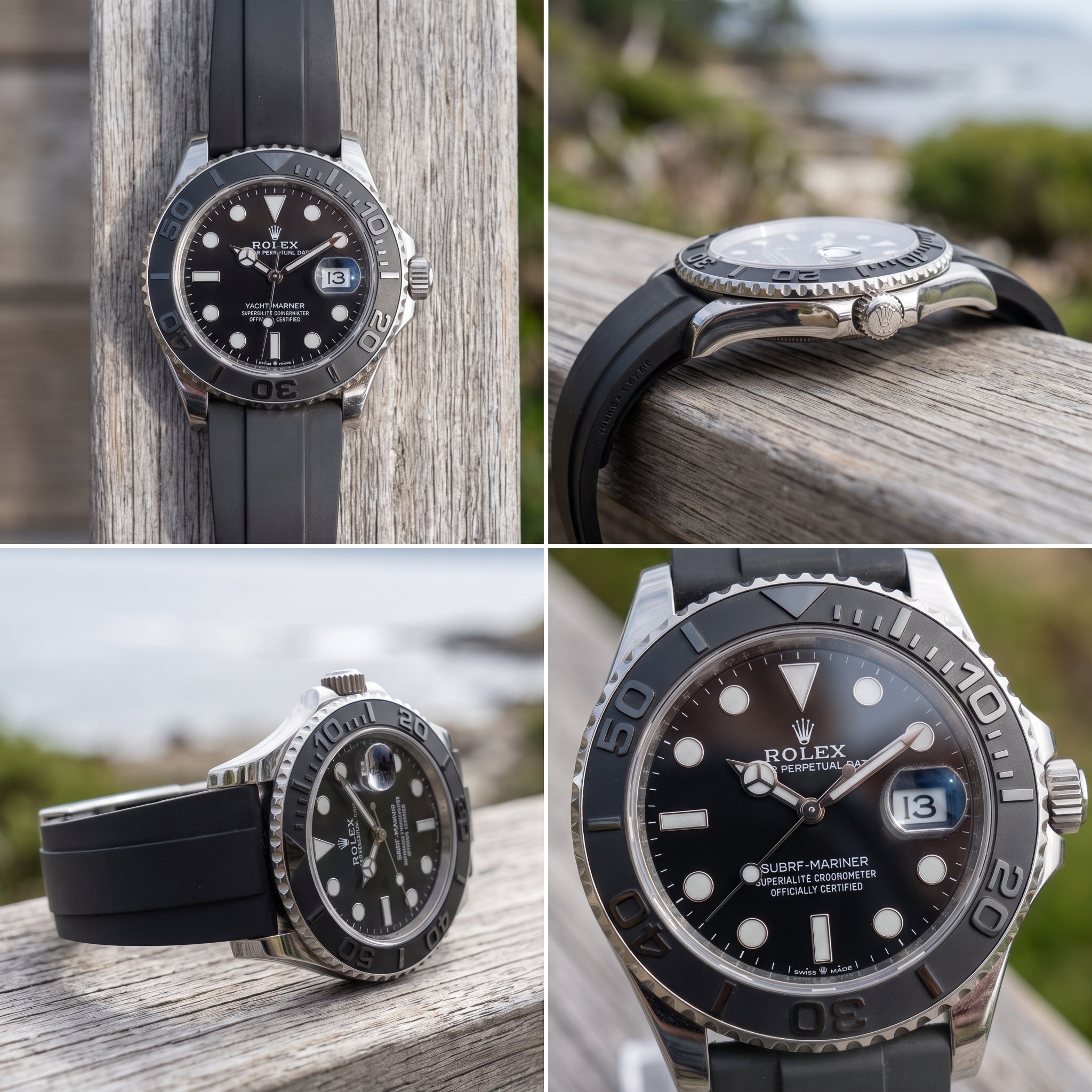 Luxury Submariner-Style Men’s Watch | Black Dial & Black Rubber Strap