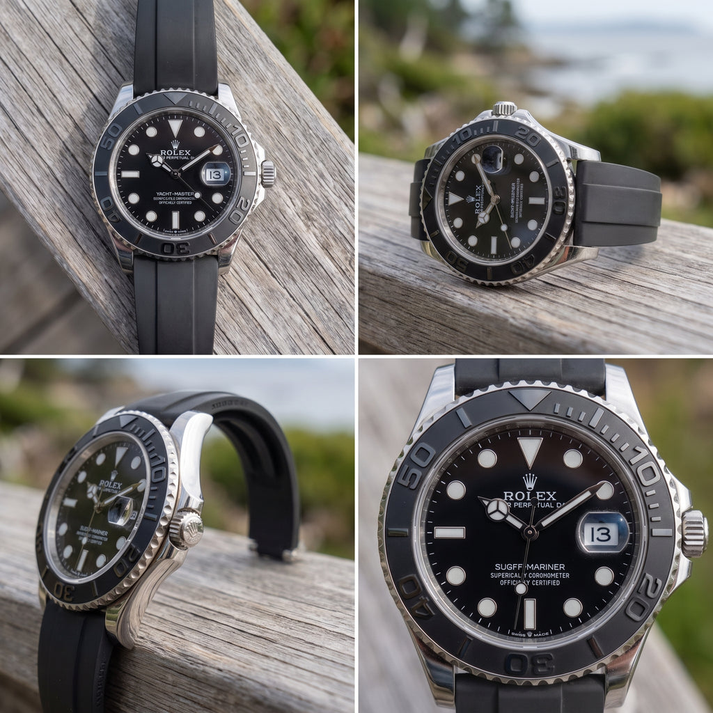 Luxury Submariner-Style Men’s Watch | Black Dial & Black Rubber Strap