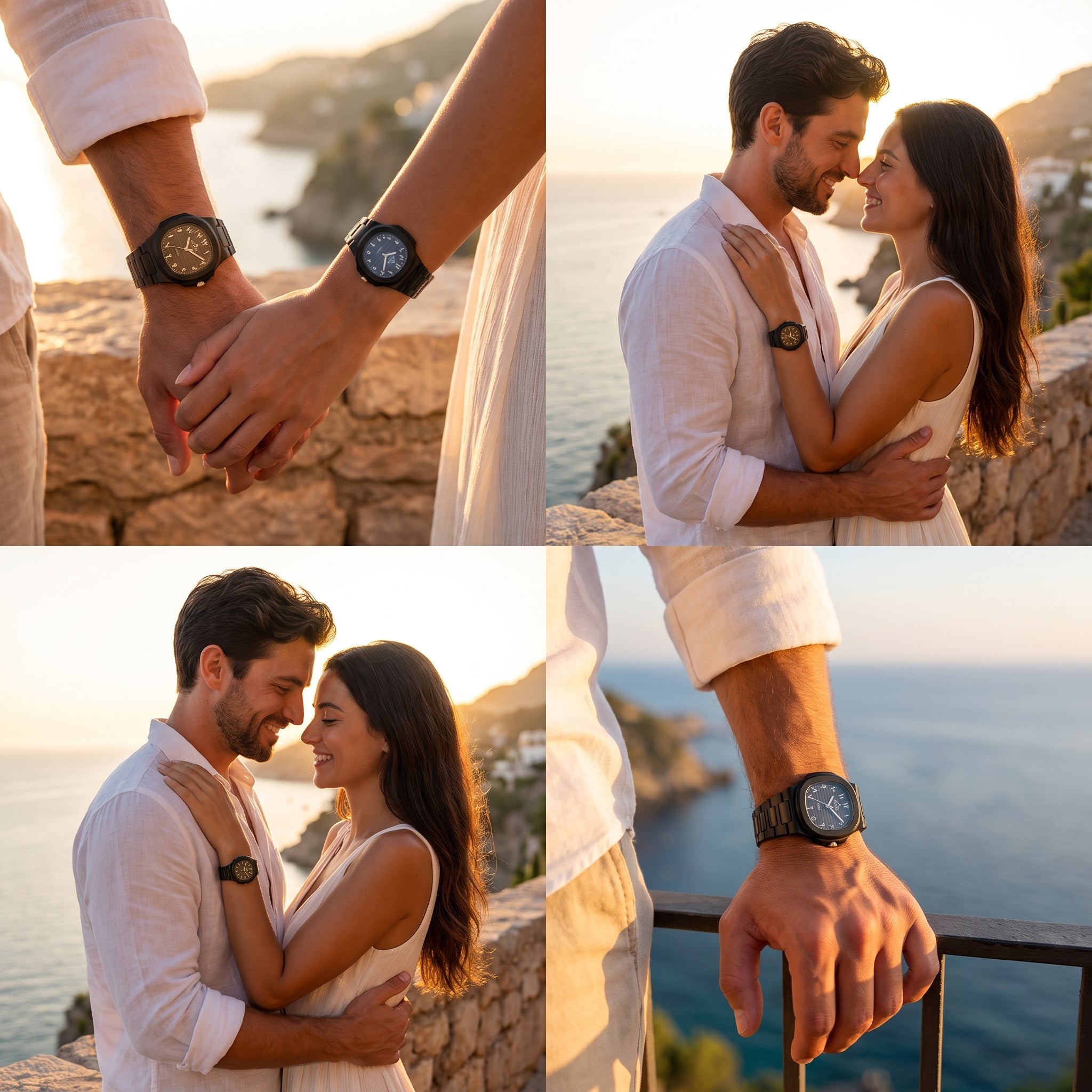 Alpha Black Couple Watch Set | Matching Luxury Quartz Watches