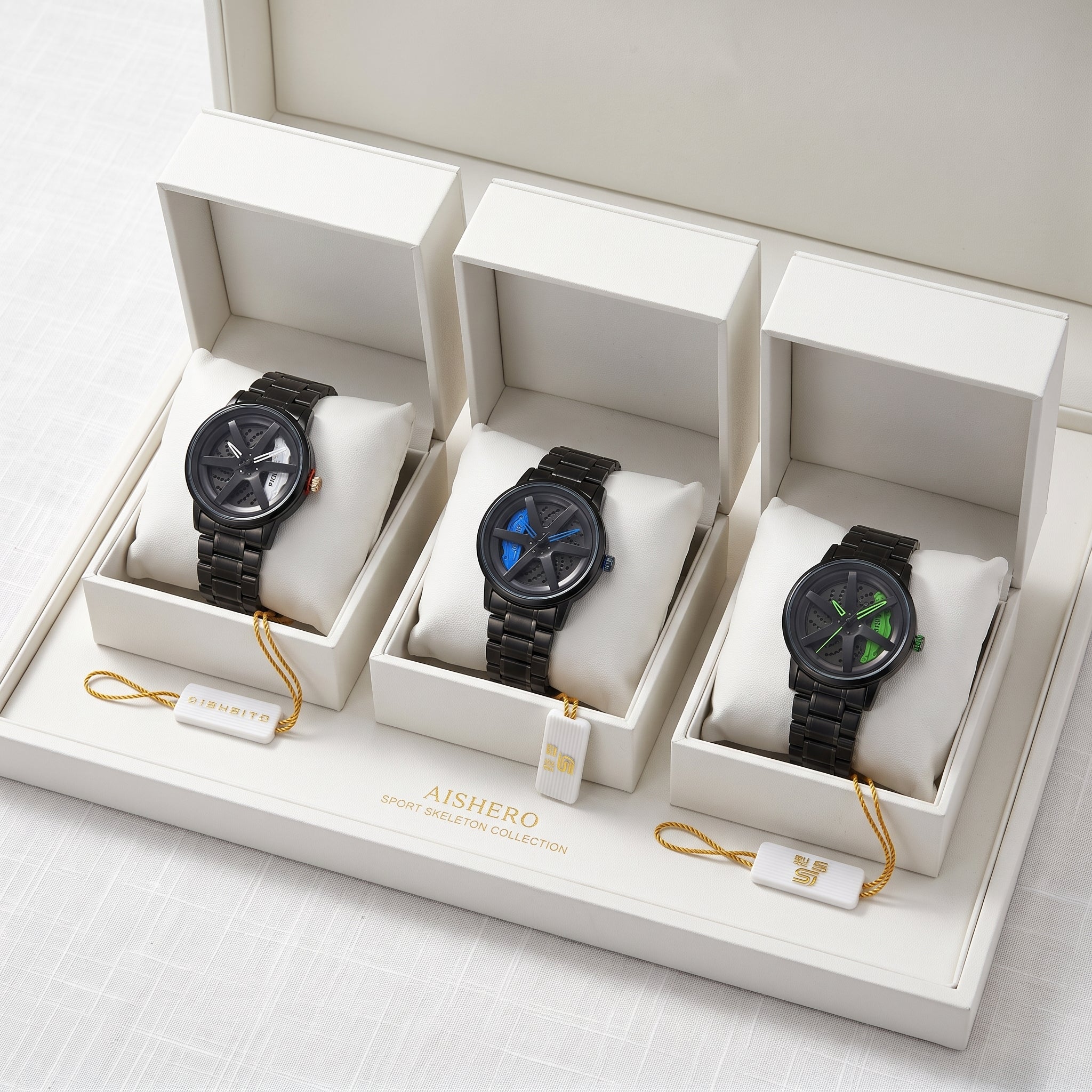 Men’s Black Skeleton Sport Stylish Wheel Watch | Premium Quartz Wristwatch