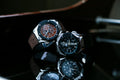 Modern analog watch close-up