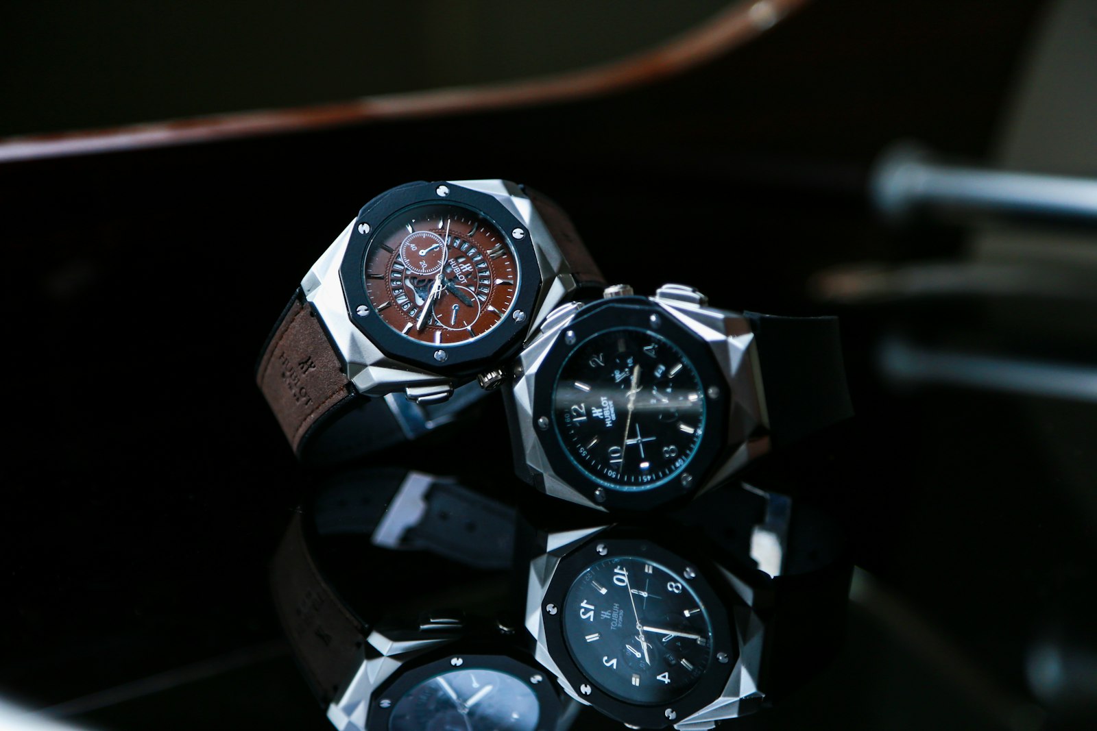 Modern analog watch close-up